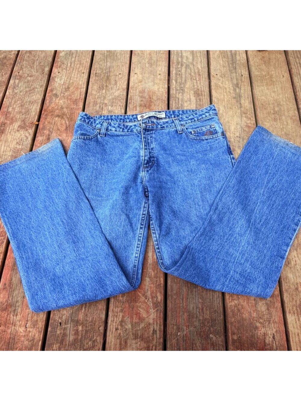Harley-Davidson Womens Straight Leg Blue Denim Jeans Size 10 USA-Made Classic St